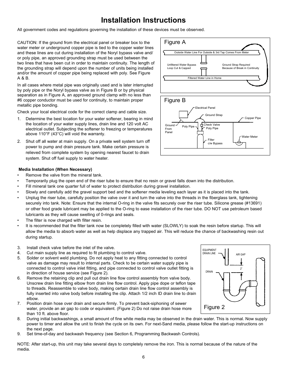 Installation instructions, Figure 2 figure a, Figure b | Hydrotech 2510 AIO SXT Chemical Free Iron Filter Operation Manual User Manual | Page 8 / 16