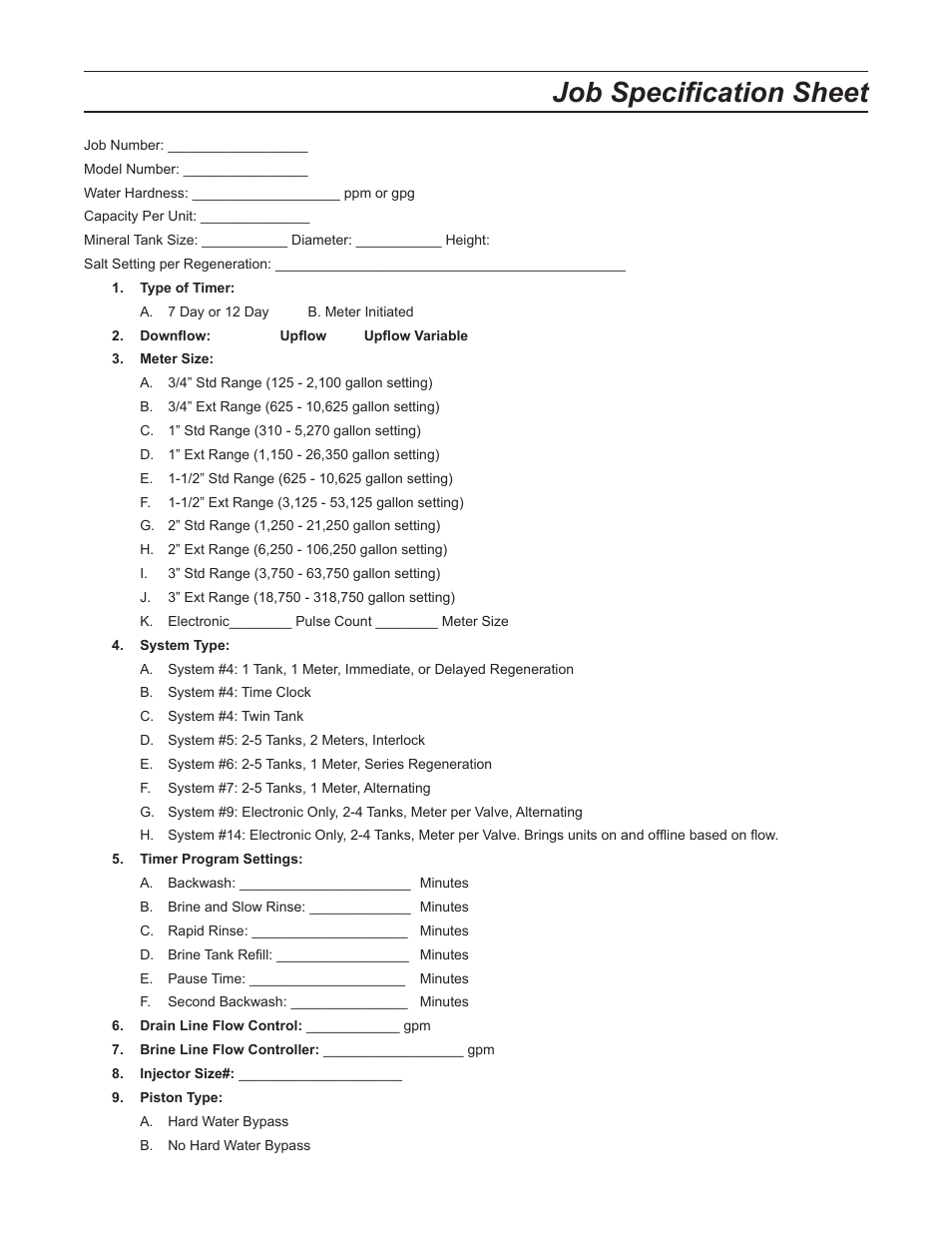 Job specifi cation sheet | Hydrotech 2510 Econominder Service Manual User Manual | Page 3 / 40
