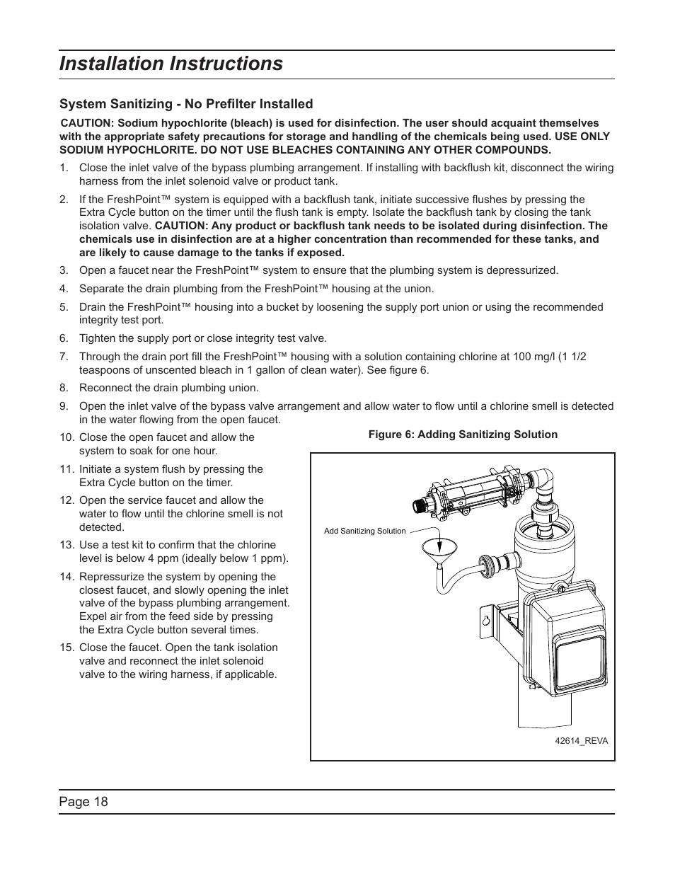 Installation instructions | Hydrotech FreshPoint U440 Ultrafiltration System User Manual | Page 18 / 36