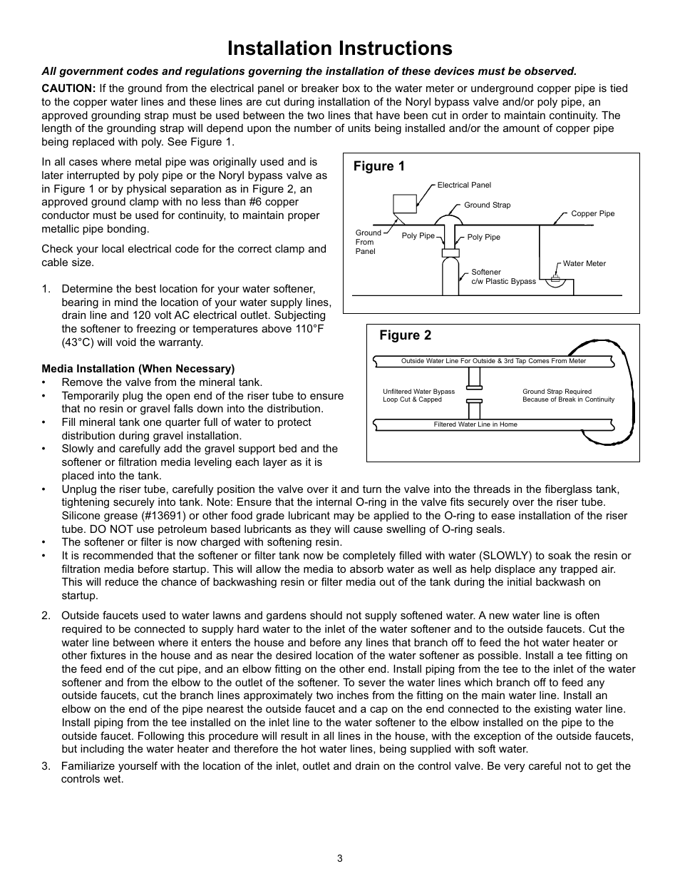 Installation instructions, Figure 2 figure 1 | Hydrotech 5600 SXT Valve Downflow Automatic Water Softeners Operation Manual User Manual | Page 4 / 12