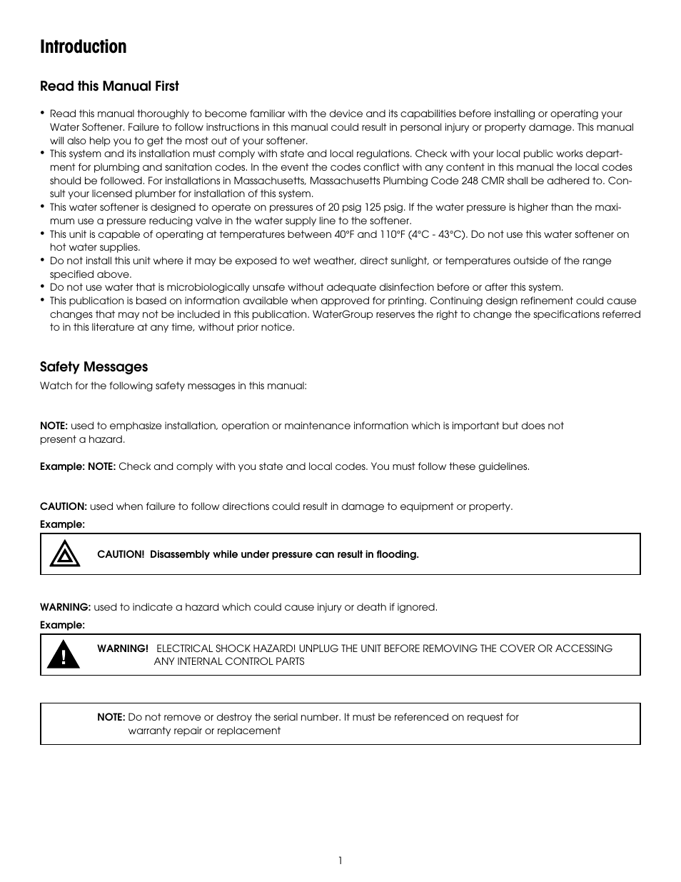 Introduction | Hydrotech 6200 SXT Automatic Meter Initiated Water Softener User Manual | Page 2 / 44