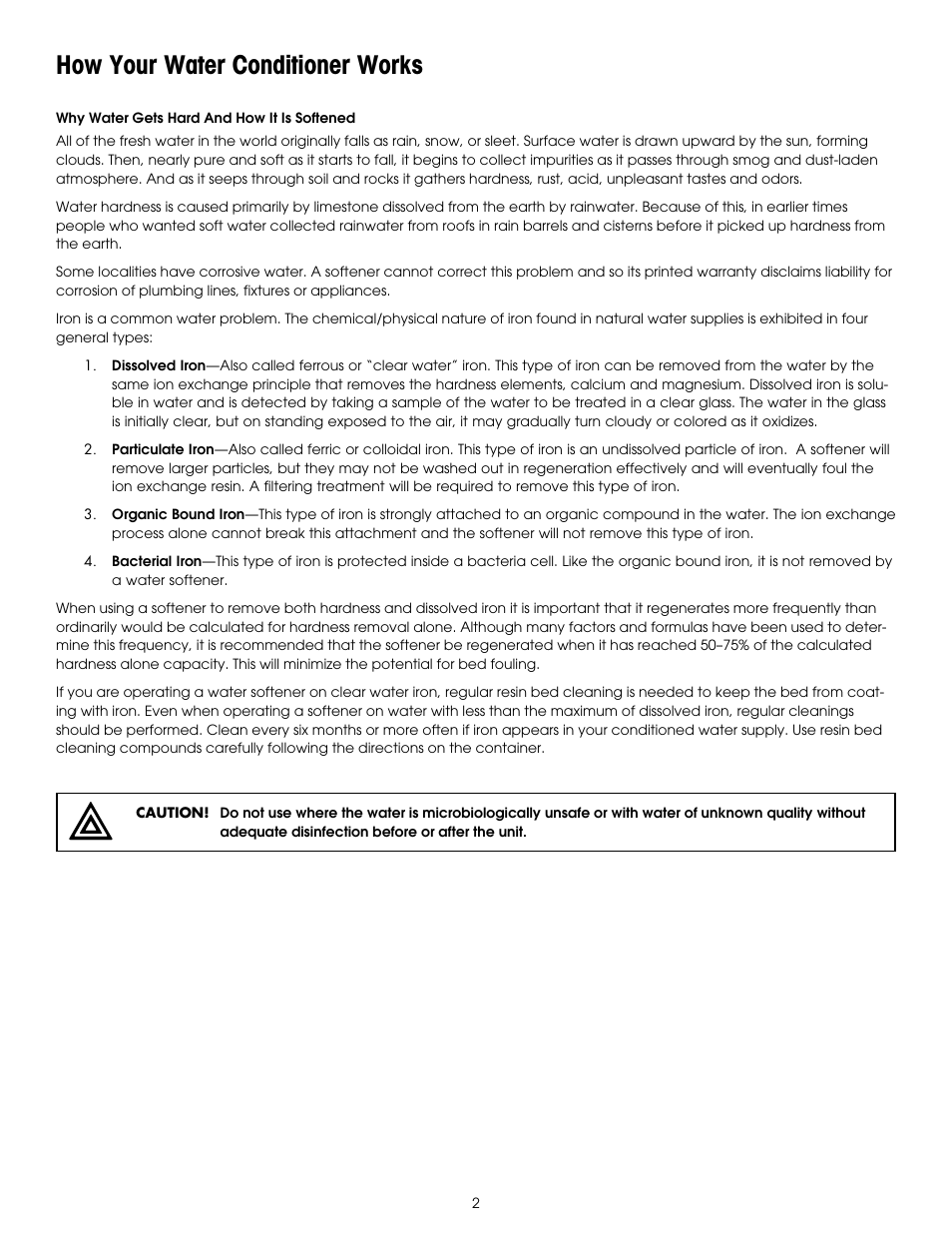 How your water conditioner works | Hydrotech 6200 SXT Automatic Meter Initiated Water Softener User Manual | Page 3 / 44