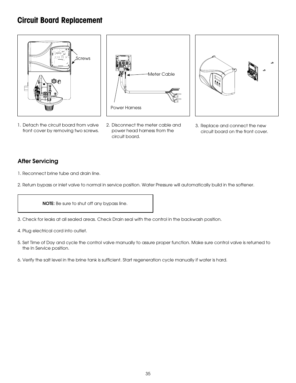 Circuit board replacement | Hydrotech 6200 SXT Automatic Meter Initiated Water Softener User Manual | Page 36 / 44