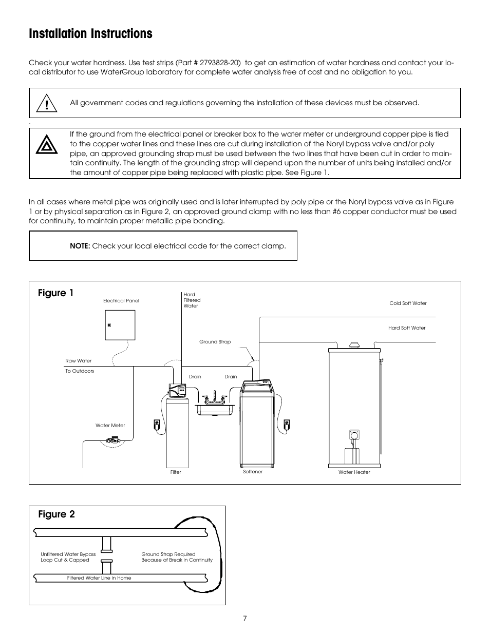 Installation instructions, Figure 1 figure 2 | Hydrotech 6200 SXT Automatic Meter Initiated Water Softener User Manual | Page 8 / 44