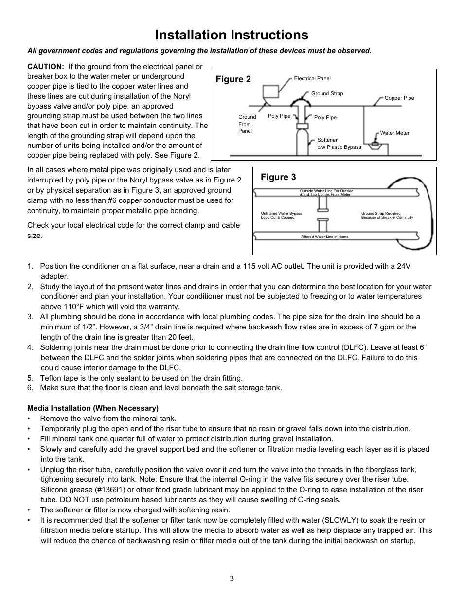 Installation instructions, Figure 3, Figure 2 | Hydrotech 6700 XTR Valve Downflow Automatic Water Softeners Operation Manual User Manual | Page 5 / 12