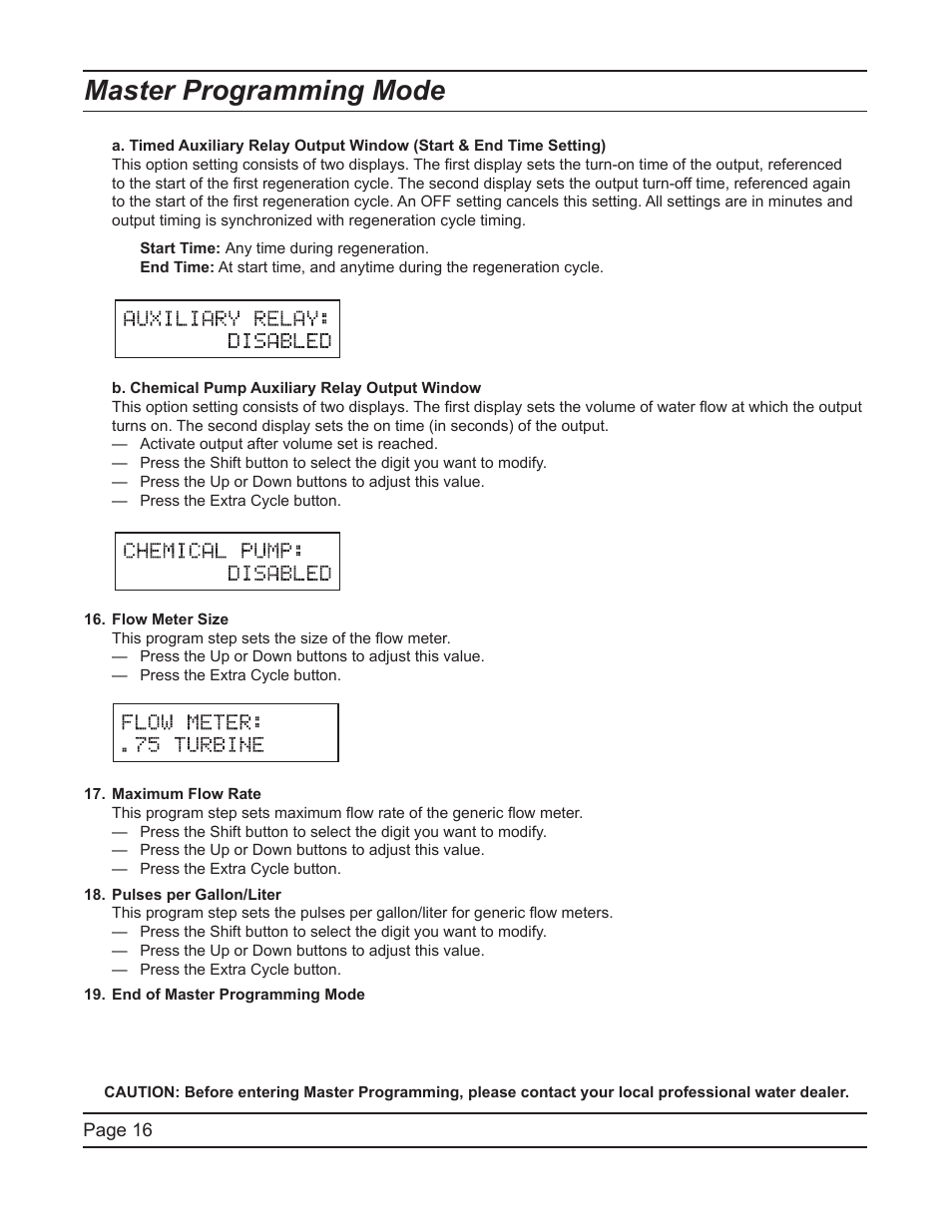 Master programming mode | Hydrotech 6700 XTR Valve Downflow Automatic Water Softeners Service Manual User Manual | Page 16 / 40