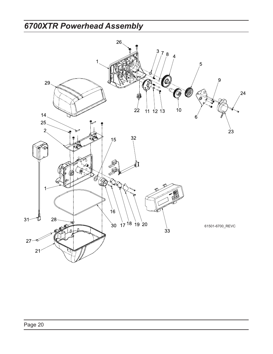 6700xtr powerhead assembly | Hydrotech 6700 XTR Valve Downflow Automatic Water Softeners Service Manual User Manual | Page 20 / 40