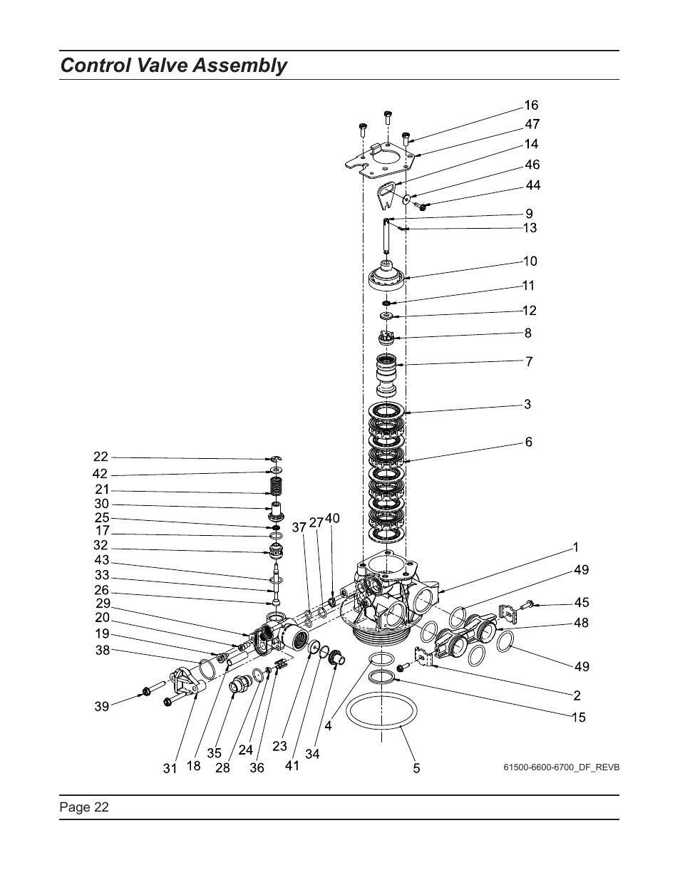 Control valve assembly | Hydrotech 6700 XTR Valve Downflow Automatic Water Softeners Service Manual User Manual | Page 22 / 40
