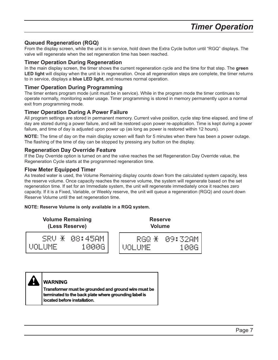 Timer operation | Hydrotech 6700 XTR Valve Downflow Automatic Water Softeners Service Manual User Manual | Page 7 / 40