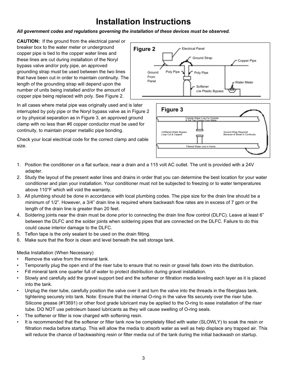 Installation instructions, Figure 3, Figure 2 | Hydrotech 6700 XTR Valve Upflow Automatic Water Softeners Operation Manual User Manual | Page 5 / 12