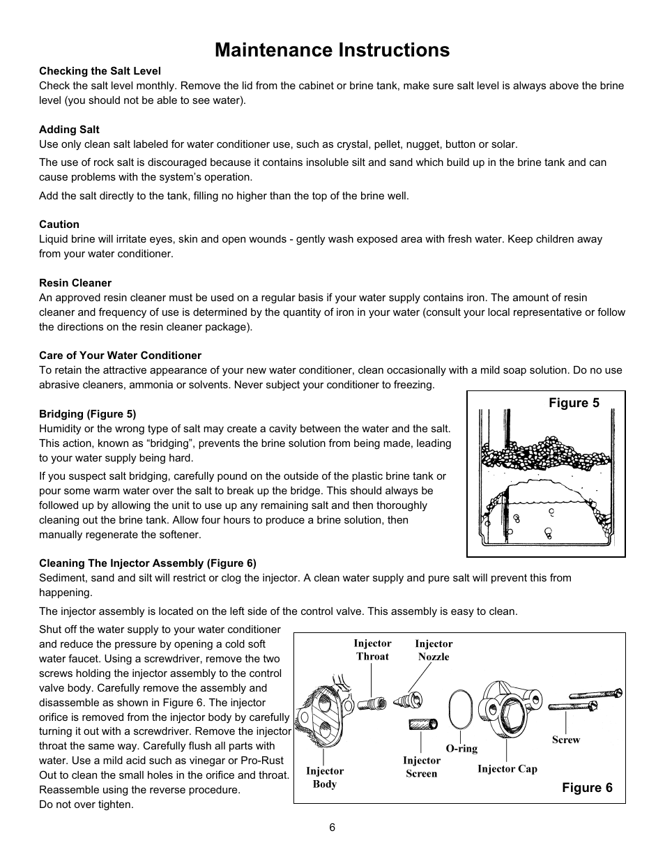 Maintenance instructions | Hydrotech 6700 XTR Valve Upflow Automatic Water Softeners Operation Manual User Manual | Page 8 / 12