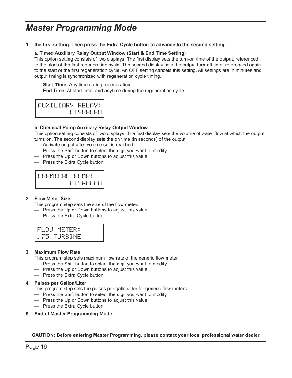 Master programming mode | Hydrotech 6700 XTR Valve Upflow Automatic Water Softeners Service Manual User Manual | Page 16 / 40