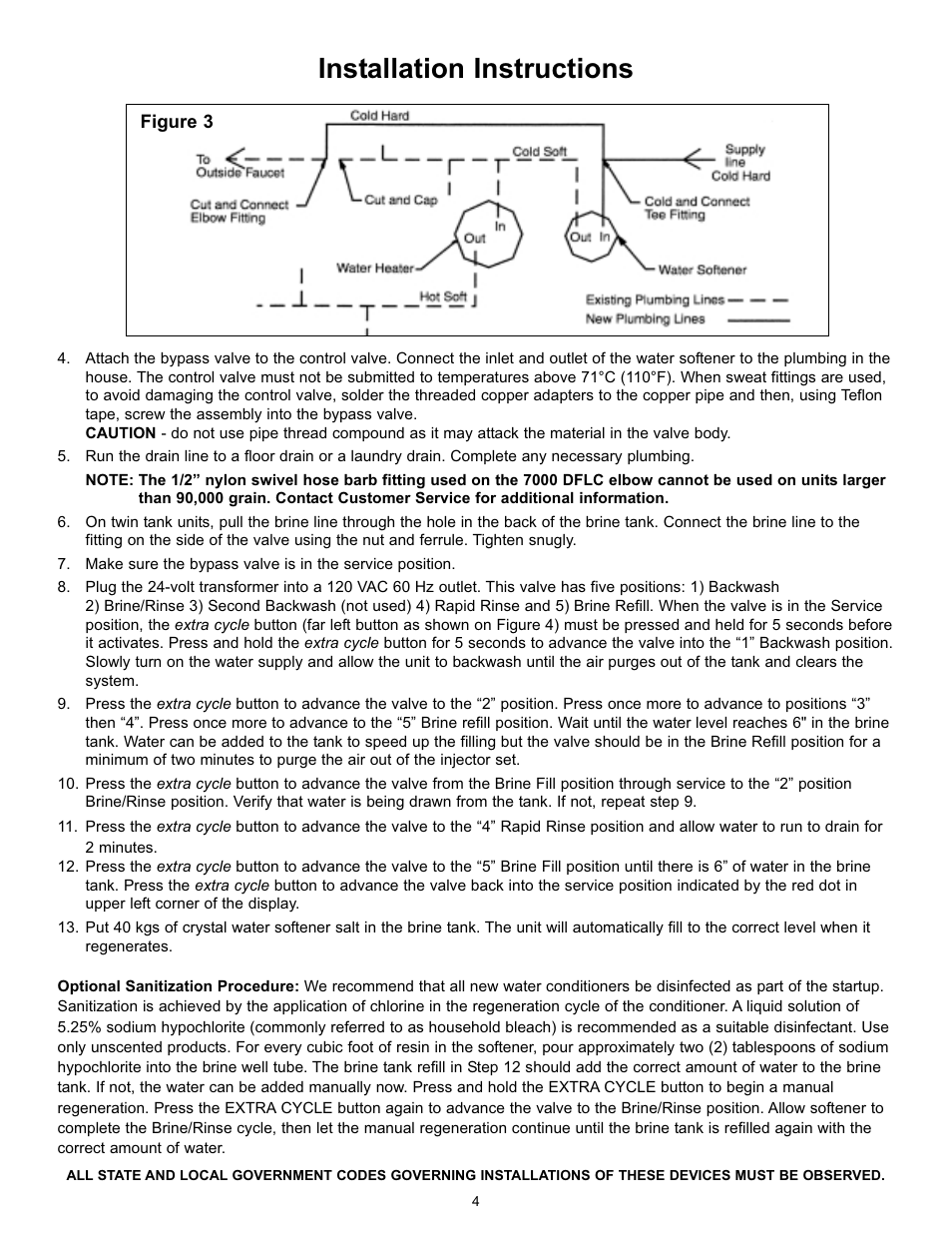 Installation instructions | Hydrotech 7000 SXT Valve Water Softener Operation Manual User Manual | Page 5 / 12