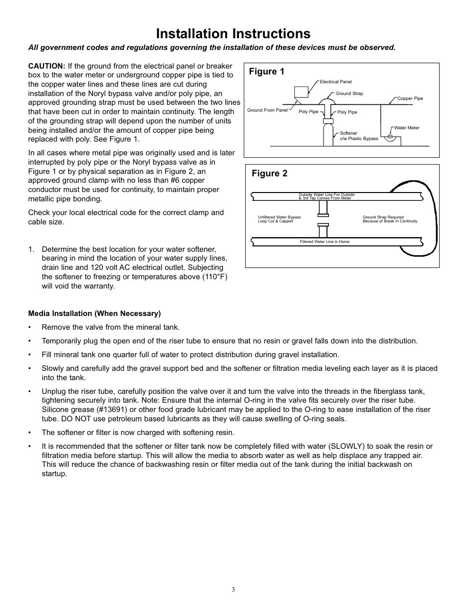 Installation instructions, Figure 2 figure 1 | Hydrotech ProFlo SXT Valve Downflow_Upflow Automatic Water Softeners Operation Manual User Manual | Page 5 / 16