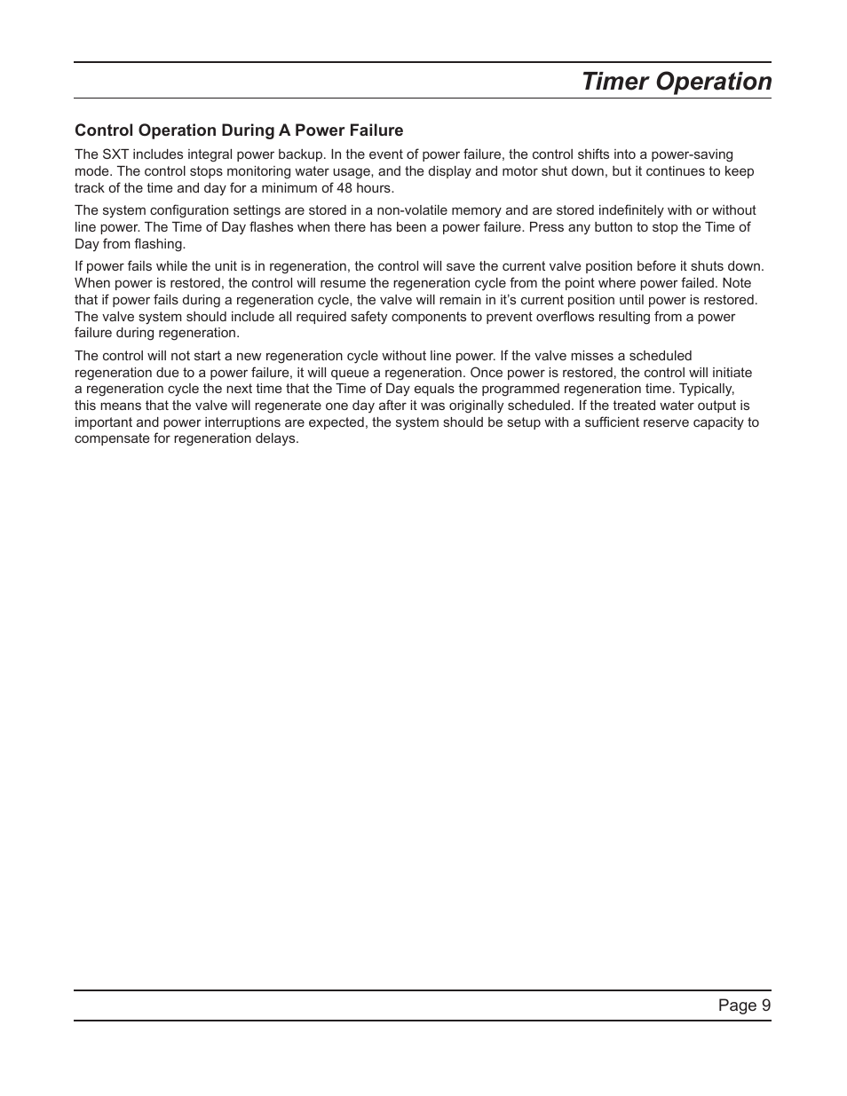 Timer operation | Hydrotech ProFlo SXT Upﬂow Automatic Water Softeners Service Manual User Manual | Page 9 / 44