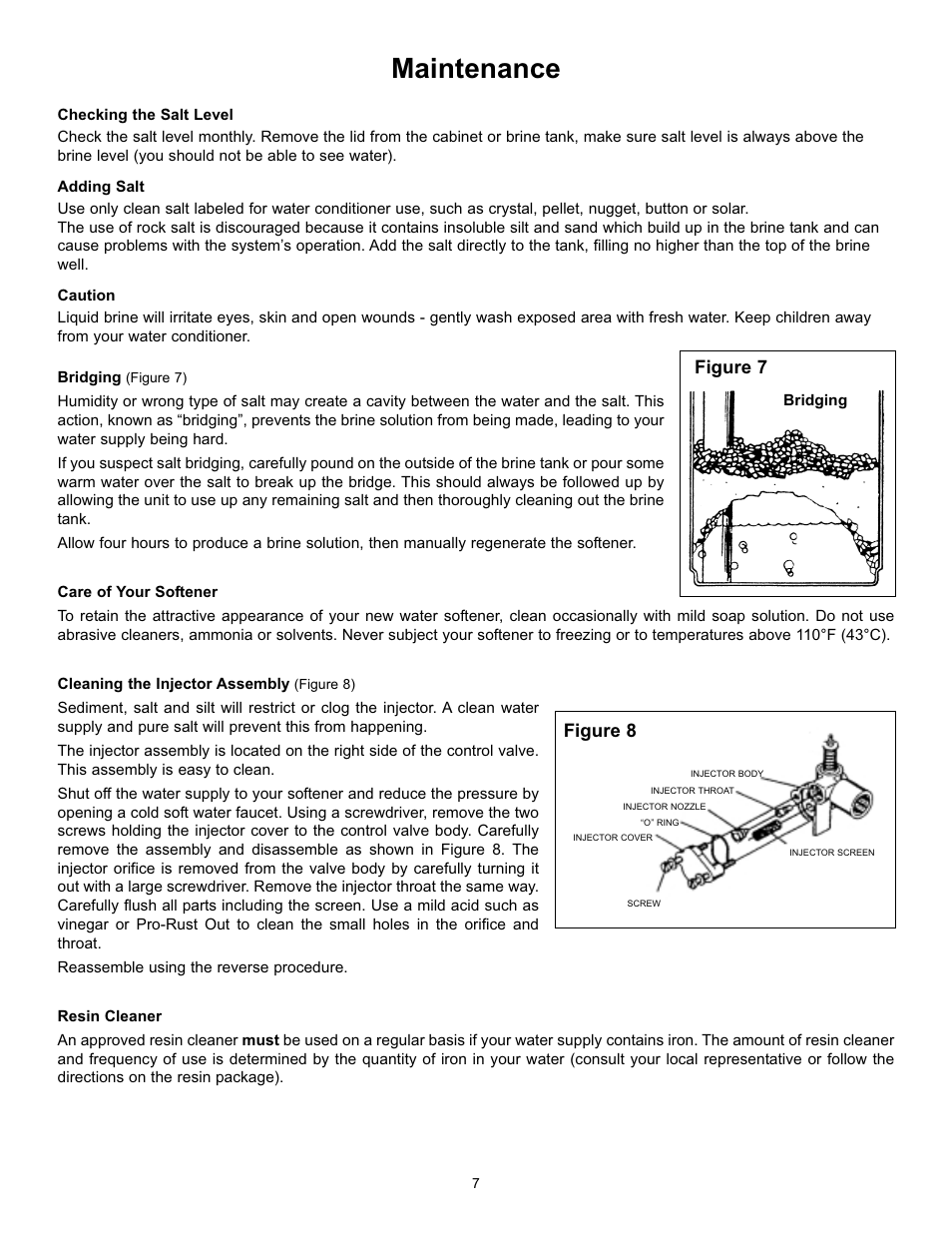 Maintenance, Figure 7, Figure 8 | Hydrotech 5600 Meter Initiated_Calendar Clock Valve Automatic Water Softeners User Manual | Page 9 / 12