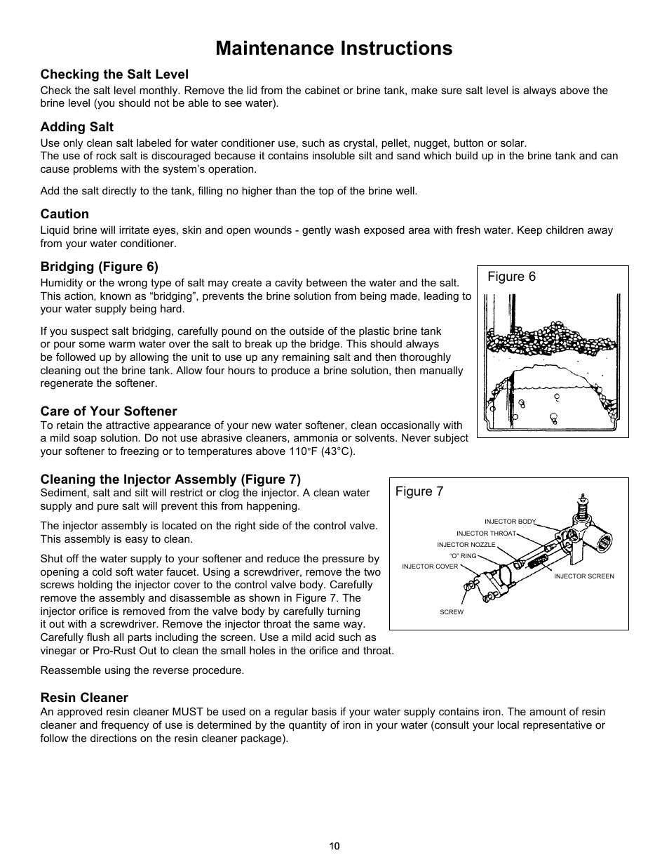 Maintenance instructions | Hydrotech 9100 SXT Valve Meter Initiated Water Softener User Manual | Page 12 / 16