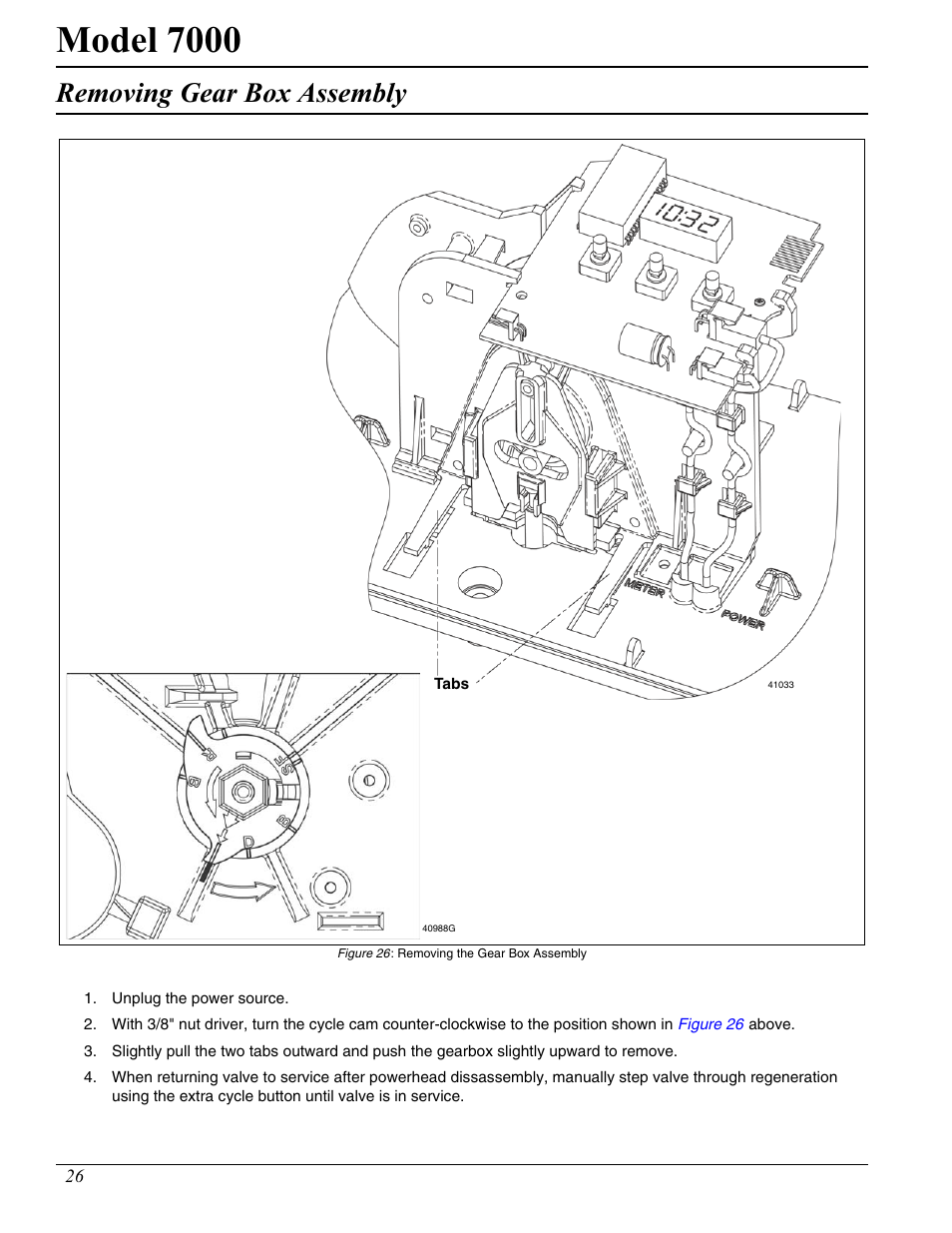 Model 7000, Removing gear box assembly | Hydrotech 7000 Service Manual User Manual | Page 26 / 32