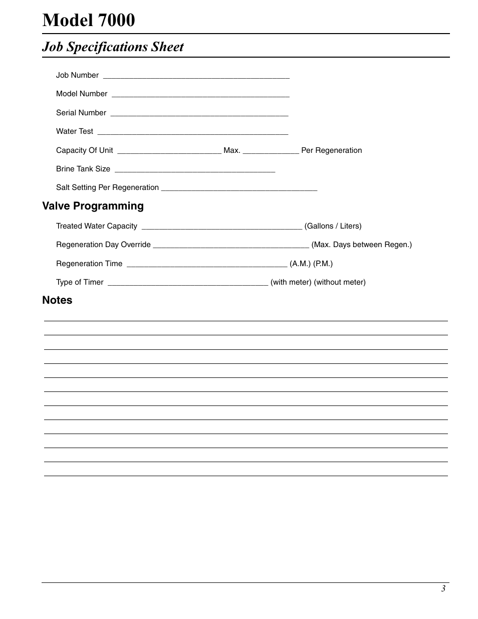 Model 7000, Job specifications sheet | Hydrotech 7000 Service Manual User Manual | Page 3 / 32