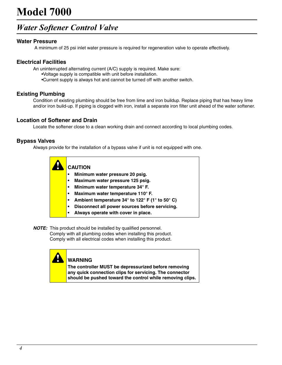 Model 7000, Water softener control valve | Hydrotech 7000 Service Manual User Manual | Page 4 / 32