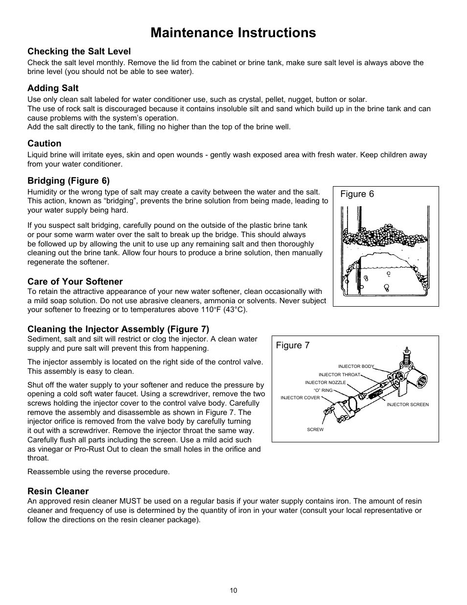 Maintenance instructions | Hydrotech 5600 SXT Valve Water Softener User Manual | Page 12 / 16