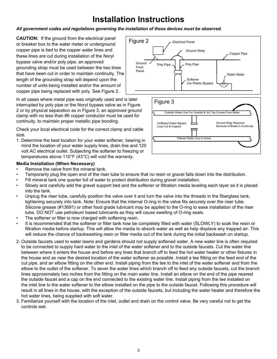 Installation instructions, Figure 3, Figure 2 | Hydrotech 6700 XTR Downflow Valve Water Softener User Manual | Page 5 / 12