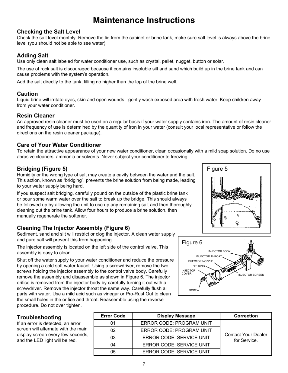 Maintenance instructions | Hydrotech 6700 XTR Downflow Valve Water Softener User Manual | Page 9 / 12