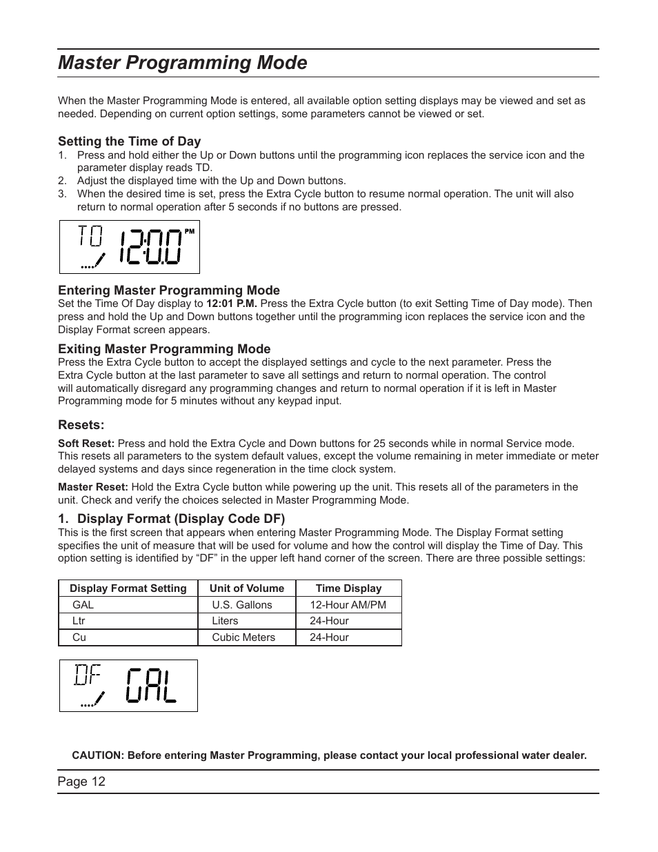 Master programming mode | Hydrotech 5600 SXT Downflow Service Manual User Manual | Page 12 / 48