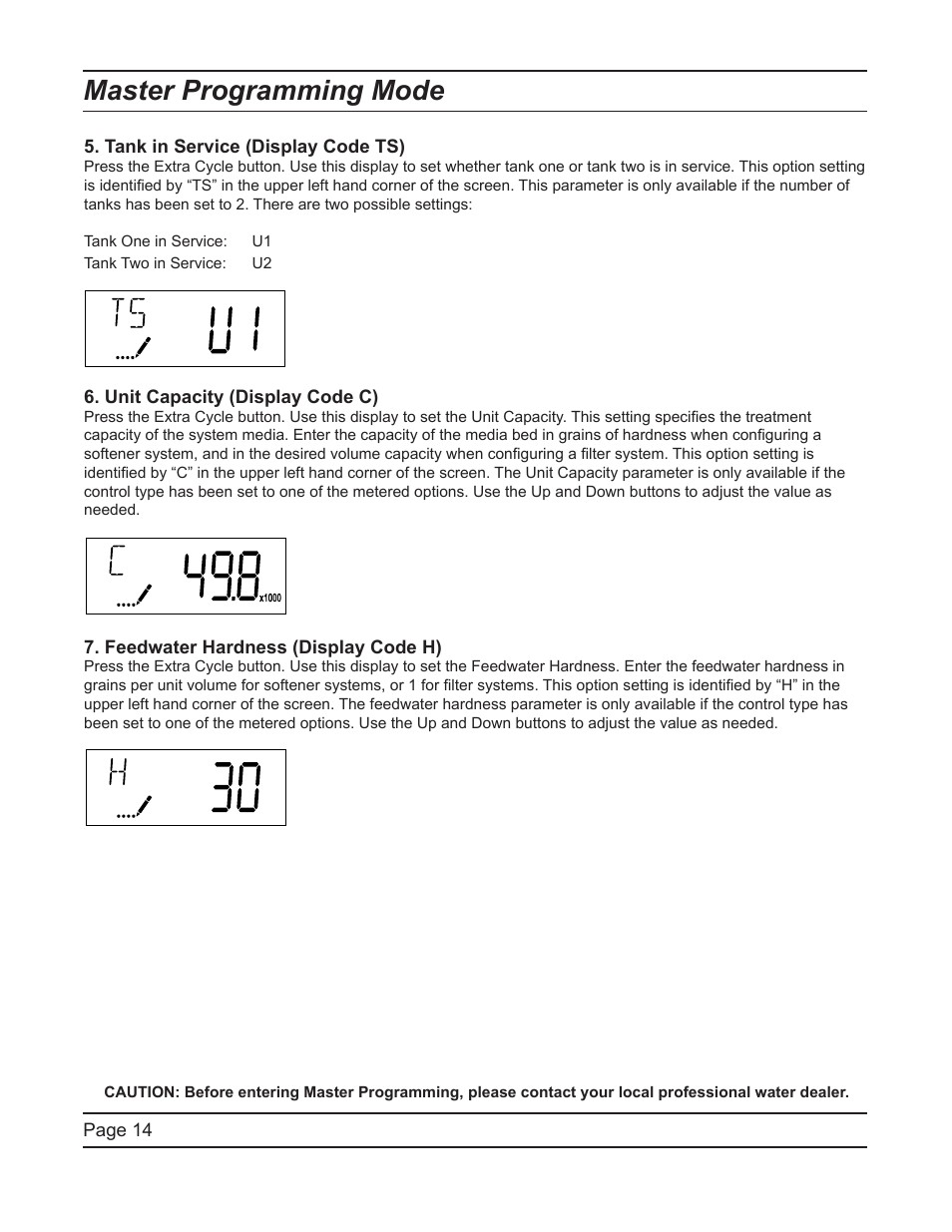 Master programming mode | Hydrotech 5600 SXT Downflow Service Manual User Manual | Page 14 / 48