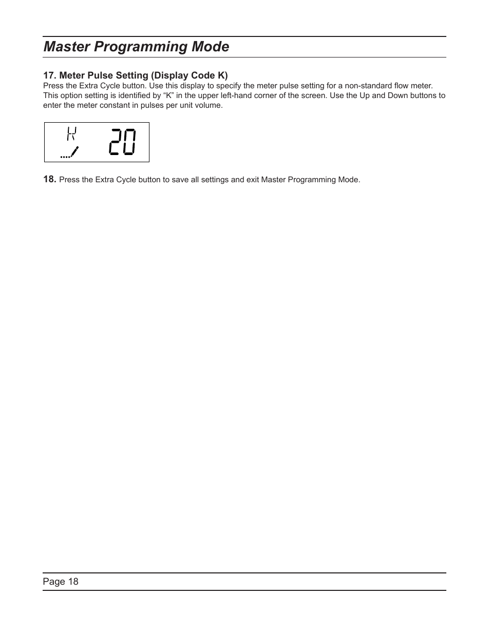 Master programming mode | Hydrotech 5600 SXT Downflow Service Manual User Manual | Page 18 / 48