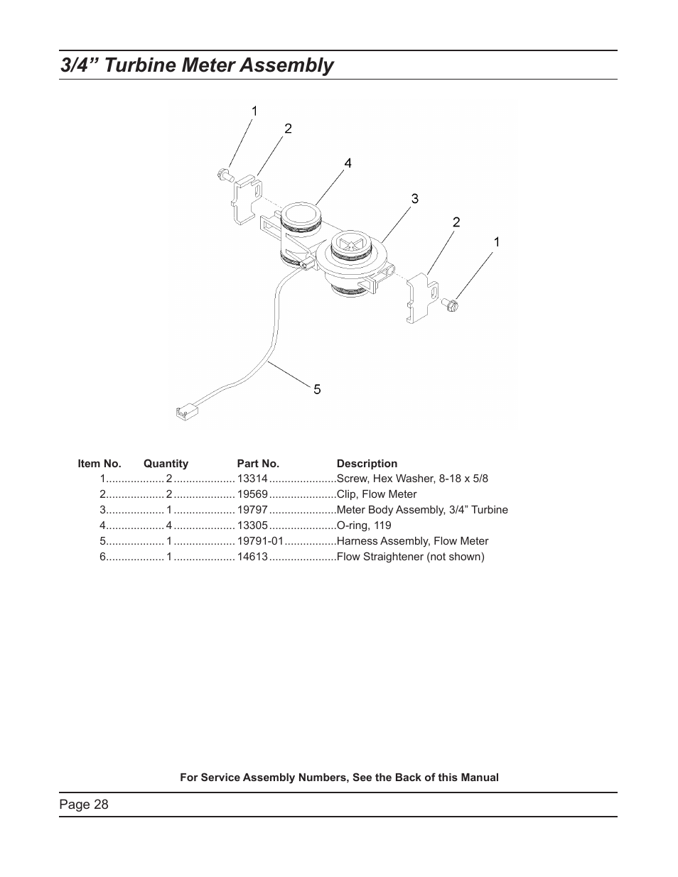 3/4” turbine meter assembly | Hydrotech 5600 SXT Downflow Service Manual User Manual | Page 28 / 48