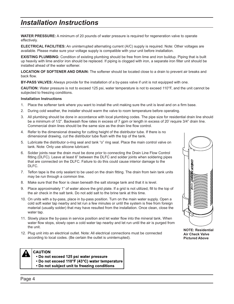 Installation instructions, Page 4 | Hydrotech 5600 SXT Downflow Service Manual User Manual | Page 4 / 48