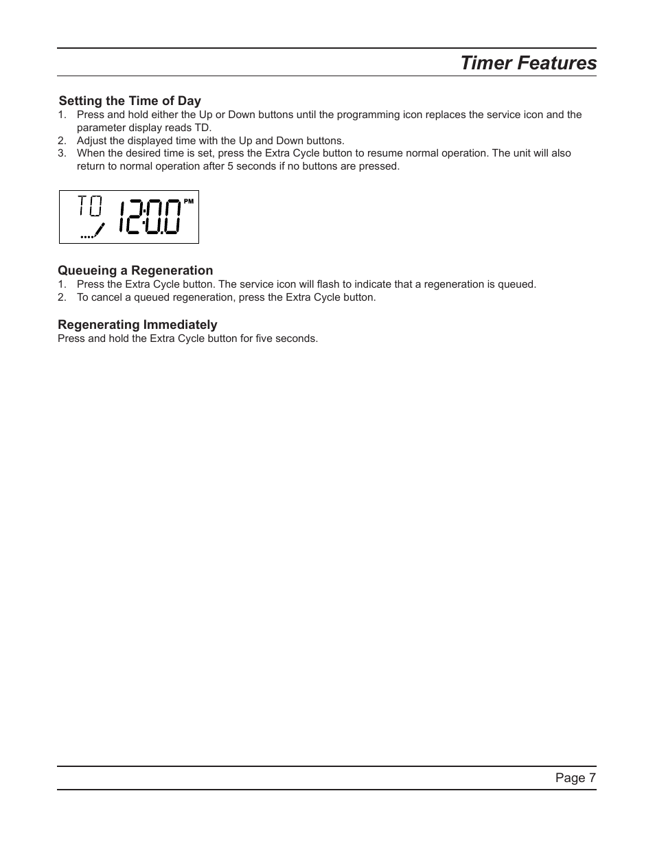 Timer features | Hydrotech 5600 SXT Downflow Service Manual User Manual | Page 7 / 48