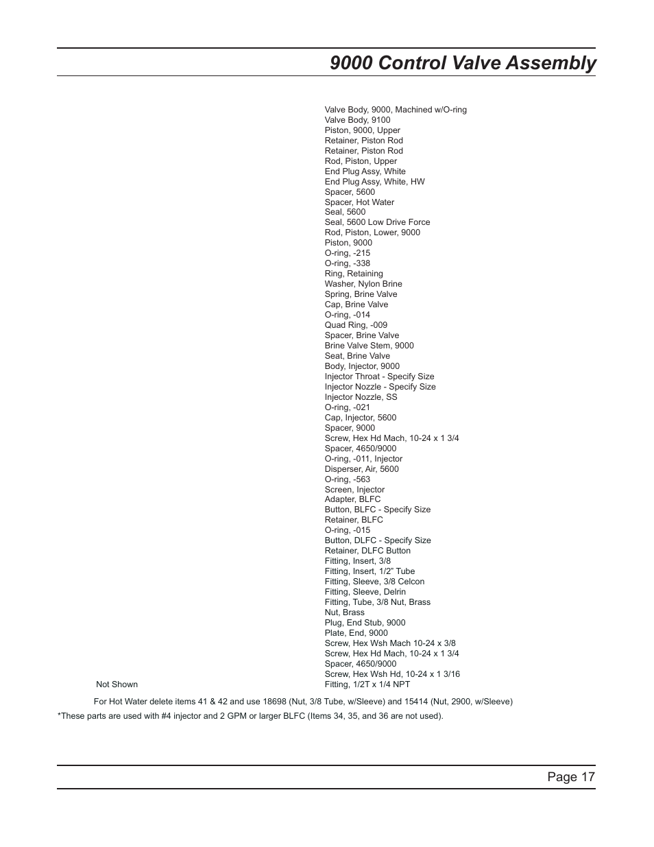 9000 control valve assembly, Page 17 | Hydrotech 9500 Commercial TMI Water Softener User Manual | Page 17 / 52