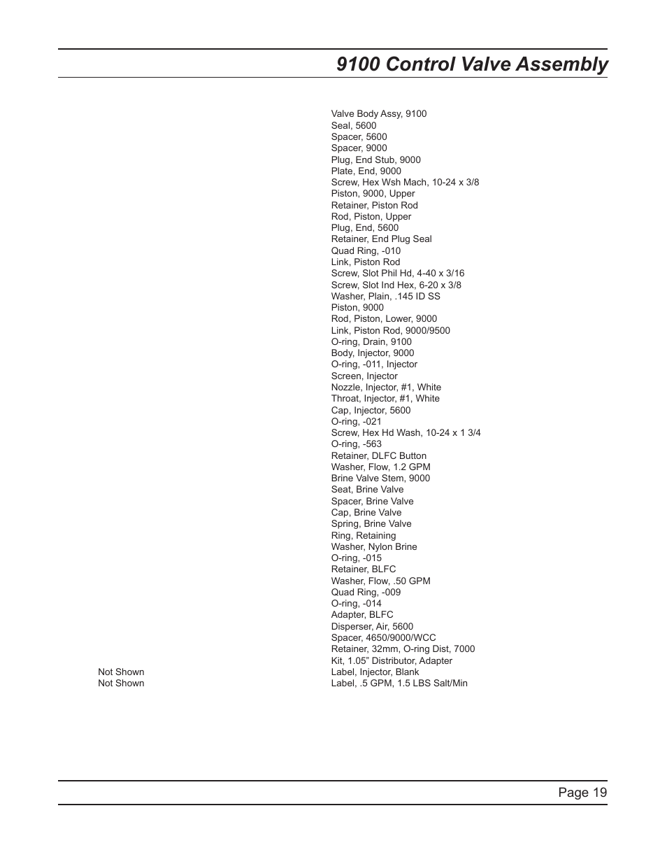 9100 control valve assembly, Page 19 | Hydrotech 9500 Commercial TMI Water Softener User Manual | Page 19 / 52