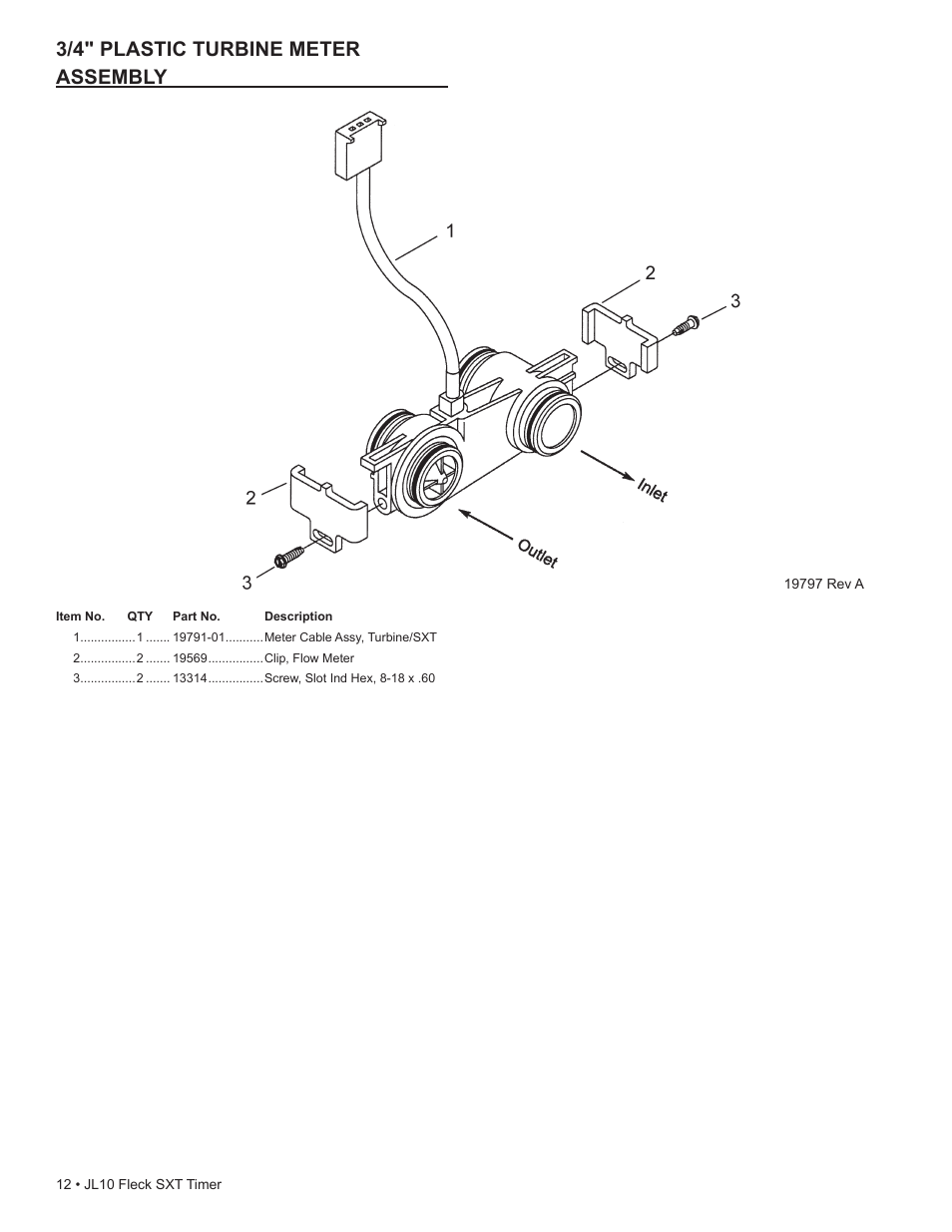 3/4" plastic turbine meter assembly | Hydrotech SXT Timer User Manual | Page 12 / 24