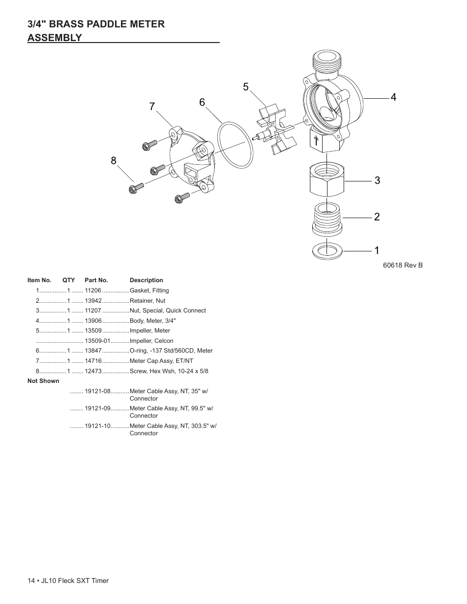 3/4" brass paddle meter assembly | Hydrotech SXT Timer User Manual | Page 14 / 24