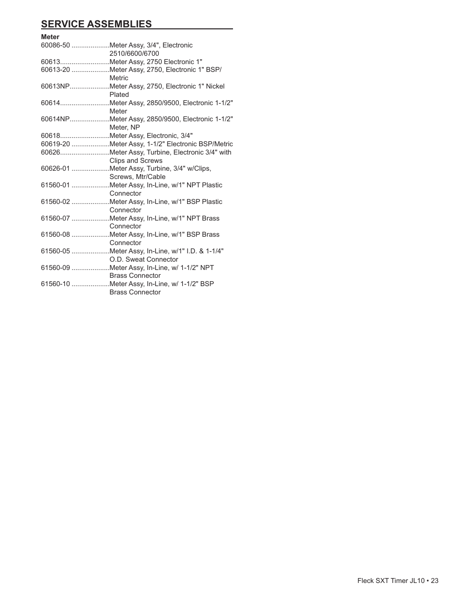 Service assemblies | Hydrotech SXT Timer User Manual | Page 23 / 24