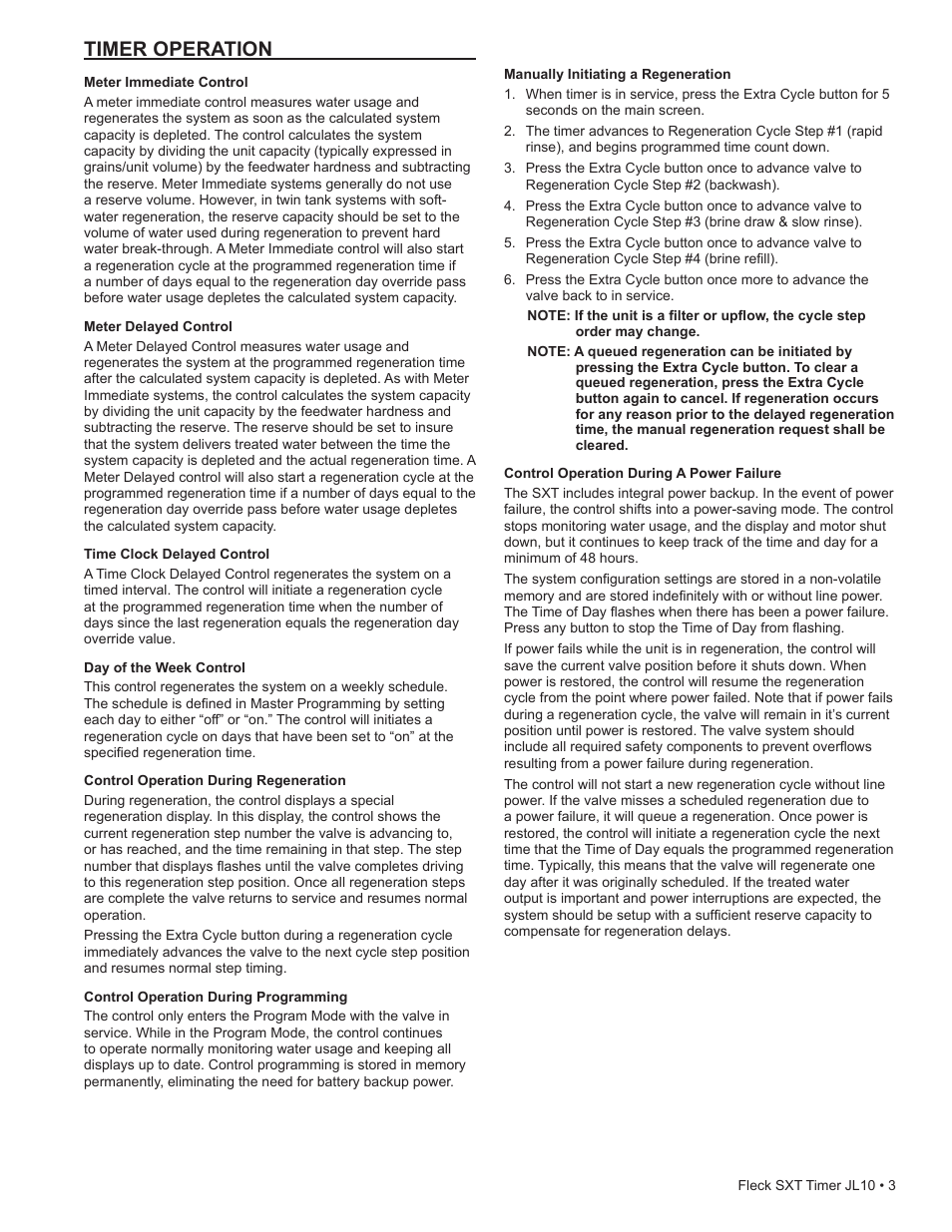 Timer operation | Hydrotech SXT Timer User Manual | Page 3 / 24