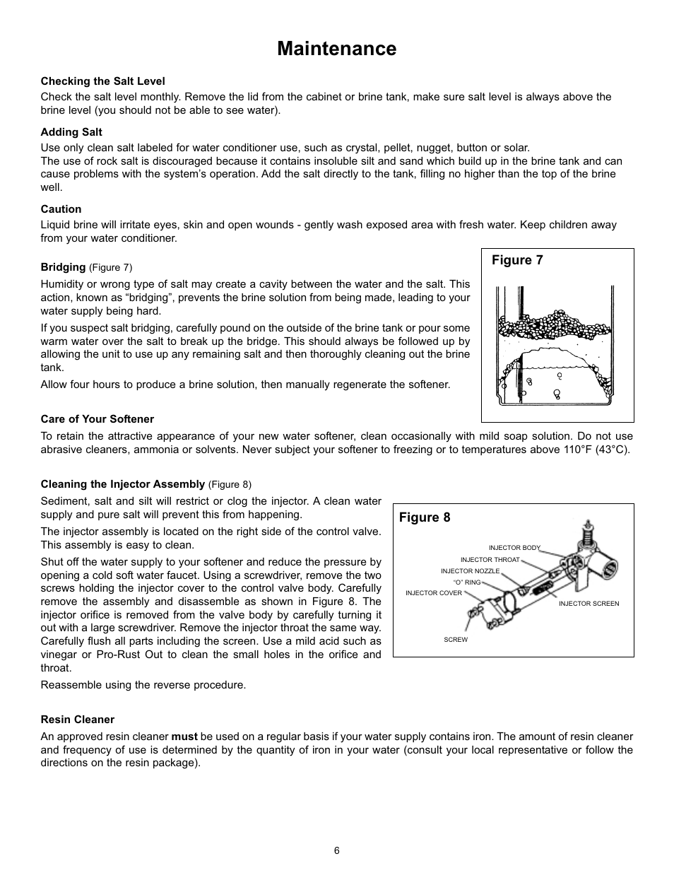 Maintenance, Figure 7, Figure 8 | Hydrotech 5600 Calendar Clock Valve Organic Color Removal & Softener User Manual | Page 8 / 12