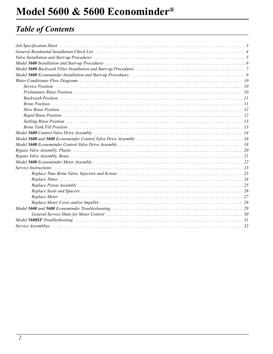 Hydrotech 5600 Econominder Service Manual User Manual | Page 2 / 36