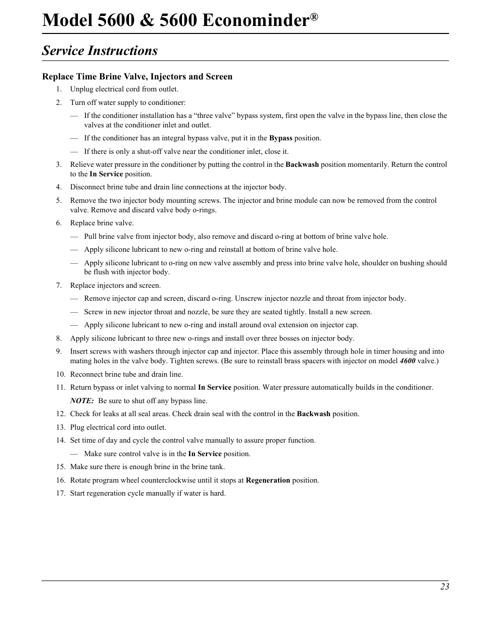 Service instructions | Hydrotech 5600 Econominder Service Manual User Manual | Page 23 / 36