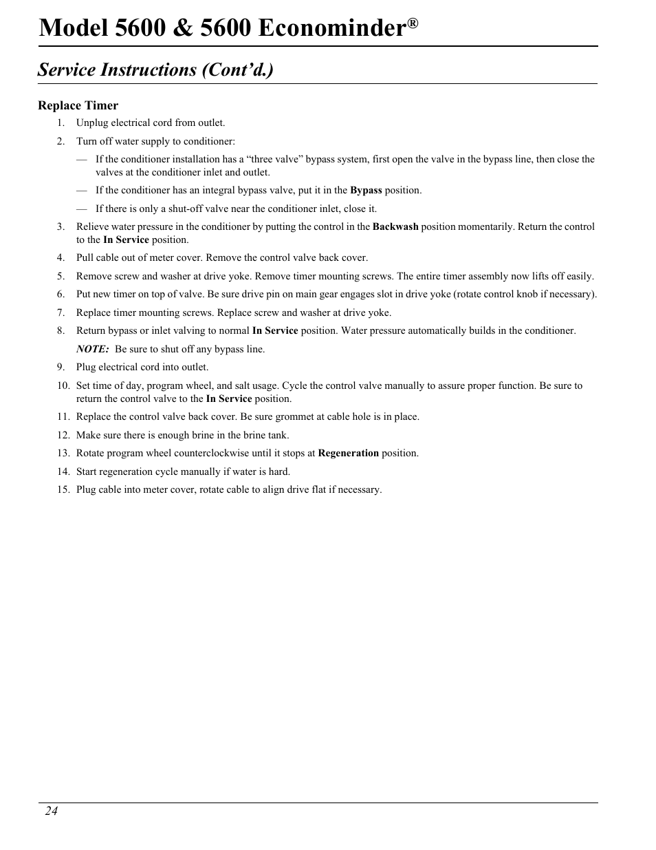 Service instructions (cont’d.) | Hydrotech 5600 Econominder Service Manual User Manual | Page 24 / 36
