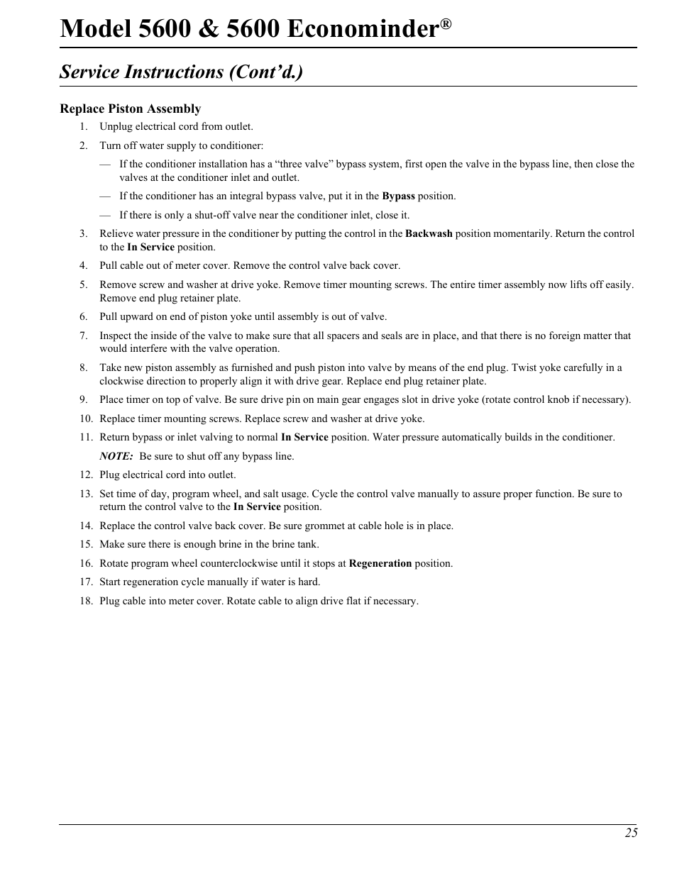 Service instructions (cont’d.) | Hydrotech 5600 Econominder Service Manual User Manual | Page 25 / 36