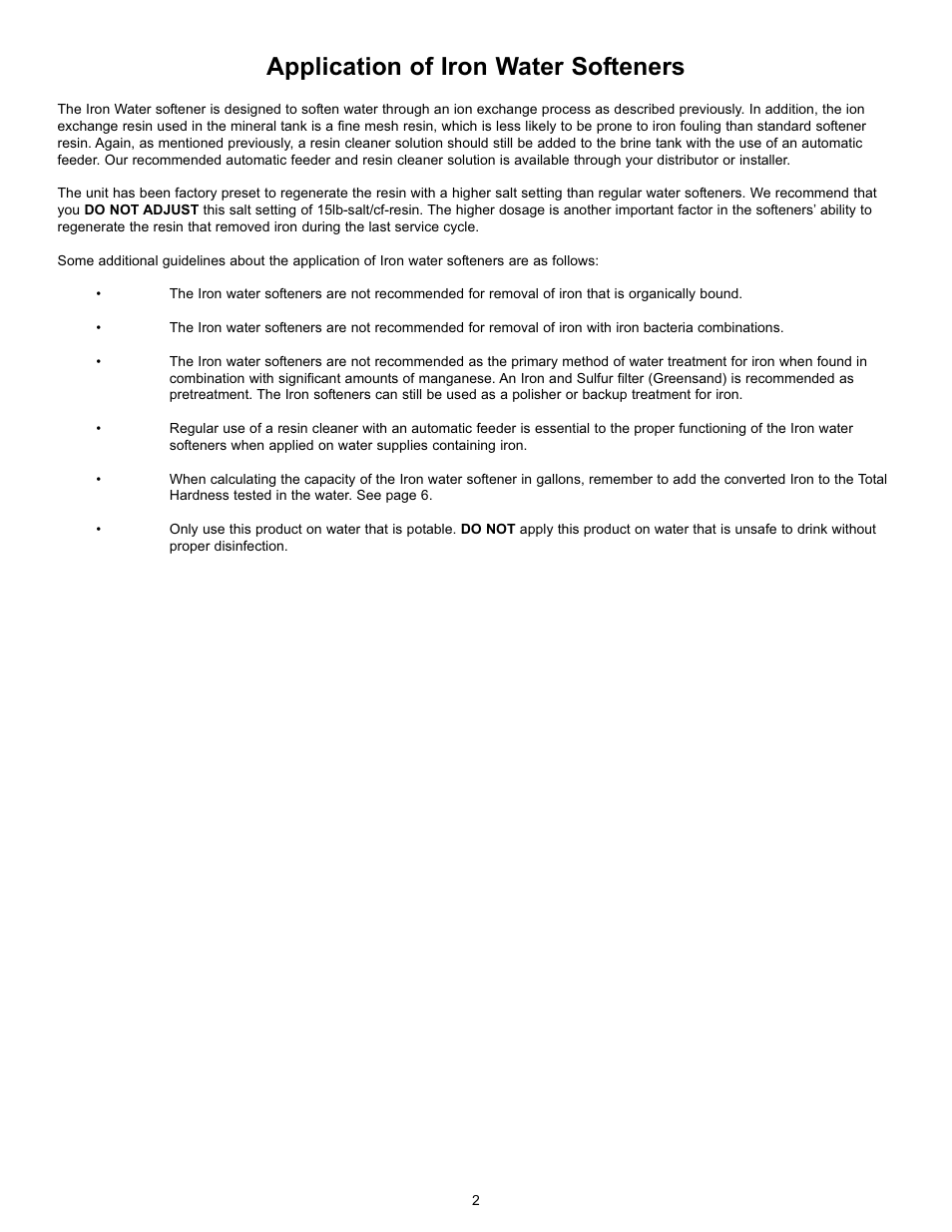 Application of iron water softeners | Hydrotech 5600 Meter Initiated_Calendar Clock Valve Iron Softener User Manual | Page 3 / 12