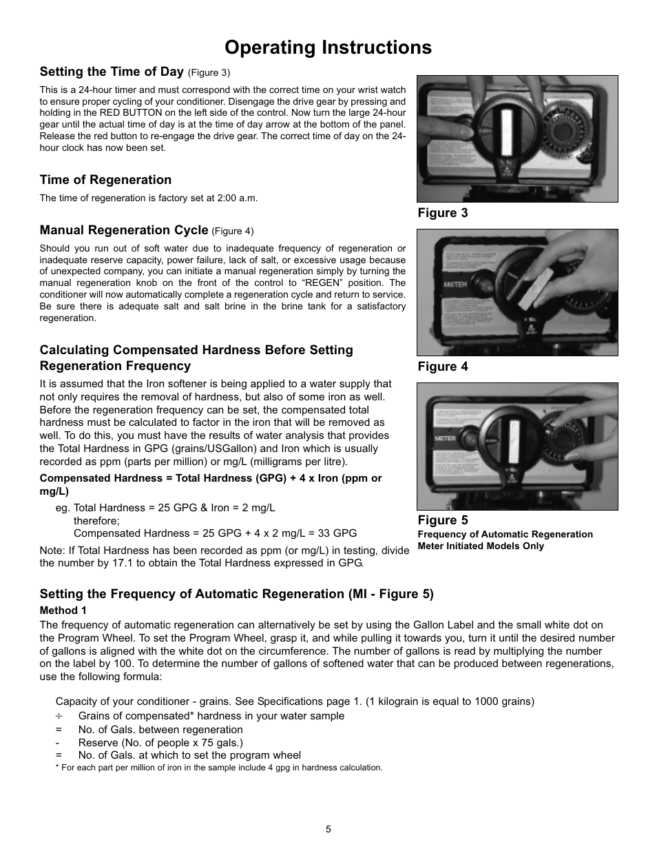 Operating instructions | Hydrotech 5600 Meter Initiated_Calendar Clock Valve Iron Softener User Manual | Page 6 / 12