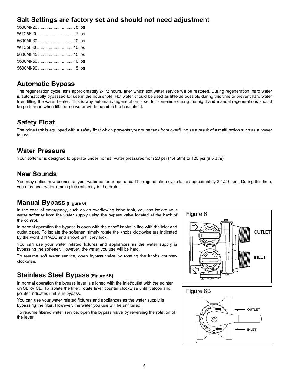 Automatic bypass, Safety float, Water pressure | New sounds, Manual bypass, Stainless steel bypass | Hydrotech 5600 Meter Initiated Valve Water Softener User Manual | Page 8 / 12
