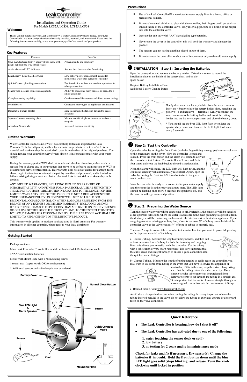 Hydrotech LCP38 Leak Controller User Manual | 2 pages