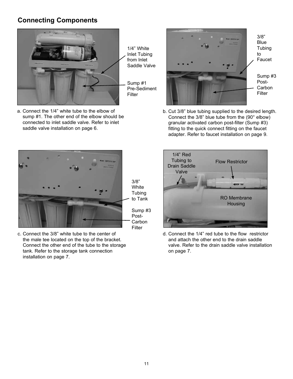 Connecting components | Hydrotech Reverse Osmosis Drinking Water System c_w Booster Pump and Inlet Solenoid User Manual | Page 13 / 24