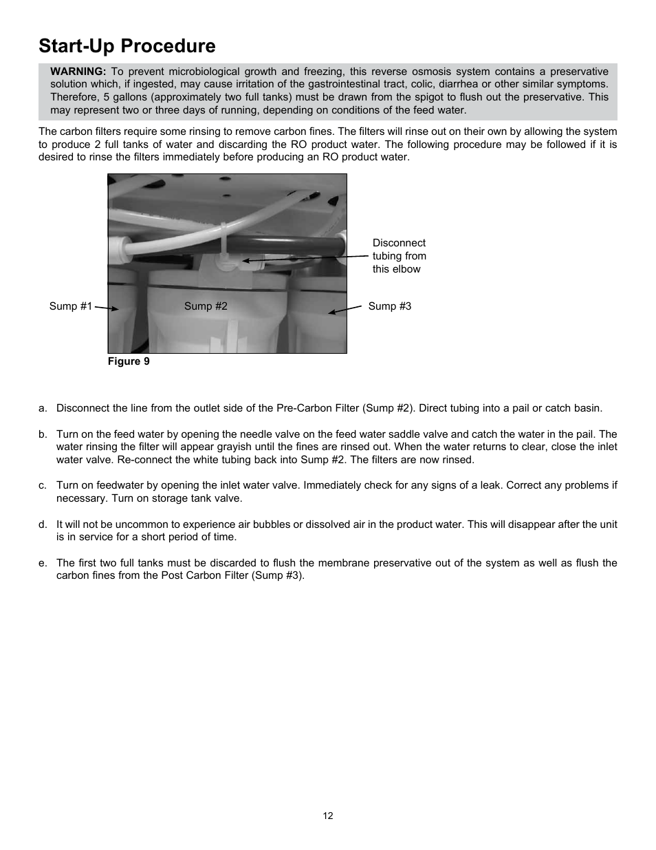 Start-up procedure | Hydrotech Reverse Osmosis Drinking Water System c_w Booster Pump and Inlet Solenoid User Manual | Page 14 / 24